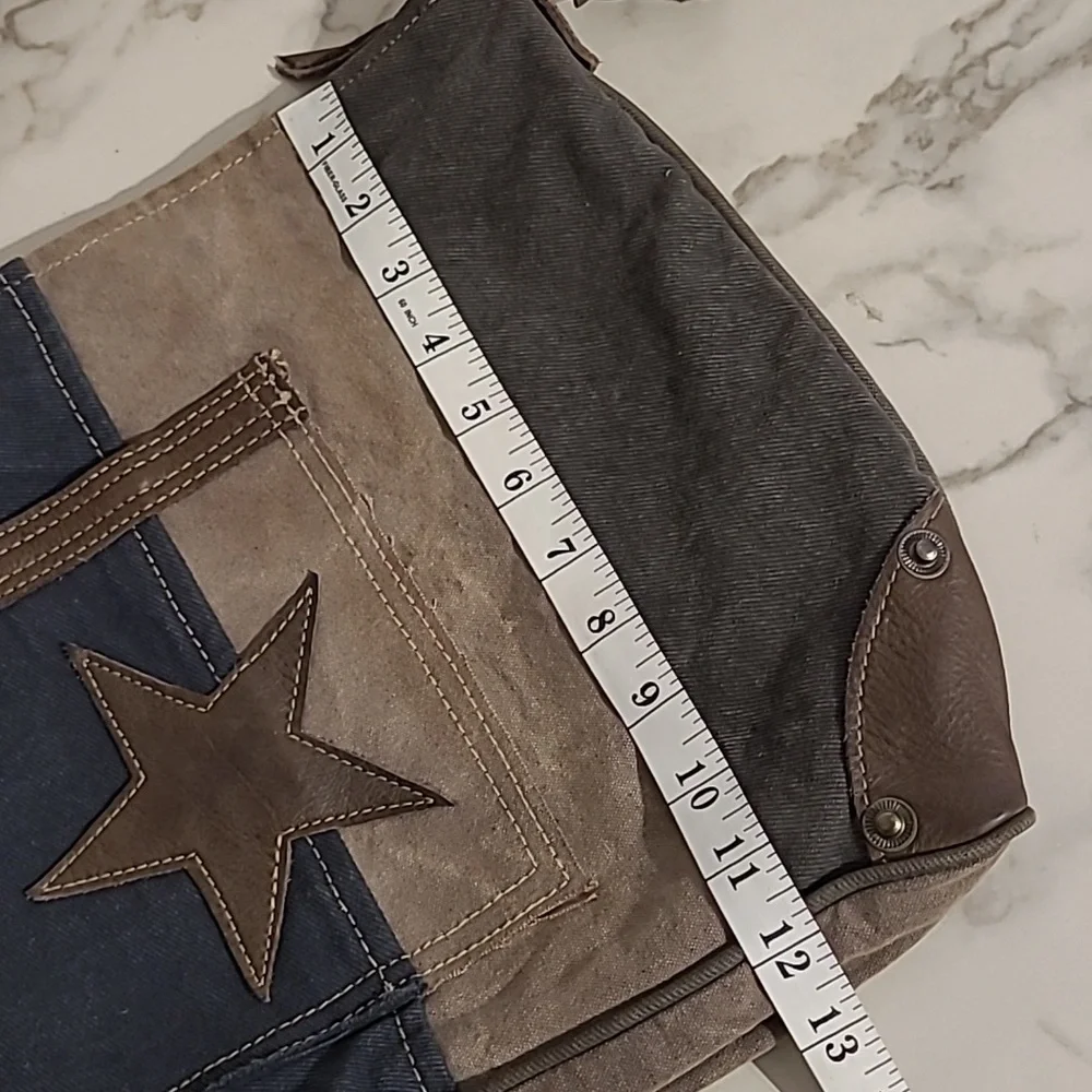Myra Bag The Pocket Star Canvas Leather Crossbody Bag Boho Hippie Errands